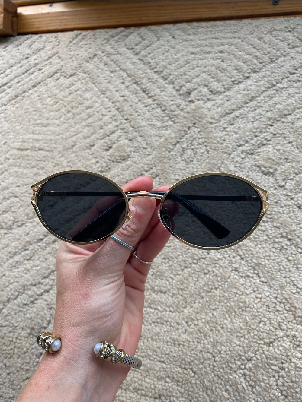 Gold Frame Black Lens Women's Sunglasses